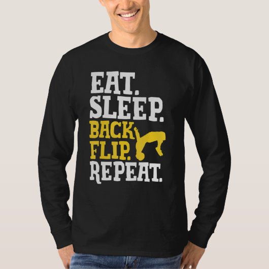 Acrobat Eat Sleep Back Repeat Gymnastik T-Shirt (Vorderseite)