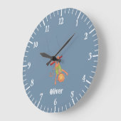 Acrobat Monkey Kid Blue Wall Clock Große Wanduhr (Winkel)