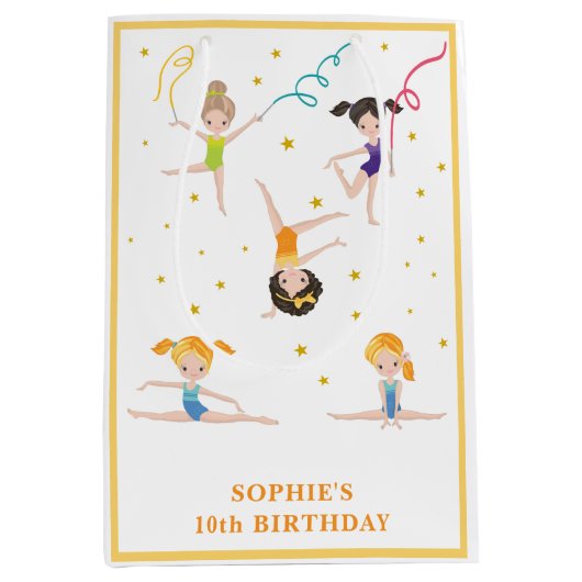 Acrobatique Spaß Geburtstagskinder Mittlere Geschenktüte (Vorderseite)