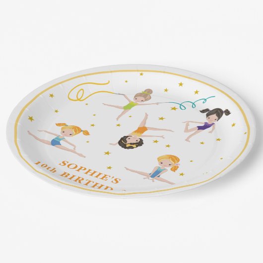 Acrobatique Spaß Geburtstagskinder Pappteller (Schrägansicht)