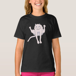 Acrobatisch springen weißer Athlet Katz T - Shirt