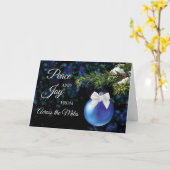 Across the Miles Holiday Greetings Blue Ornament Karte (Gelbe Blume)