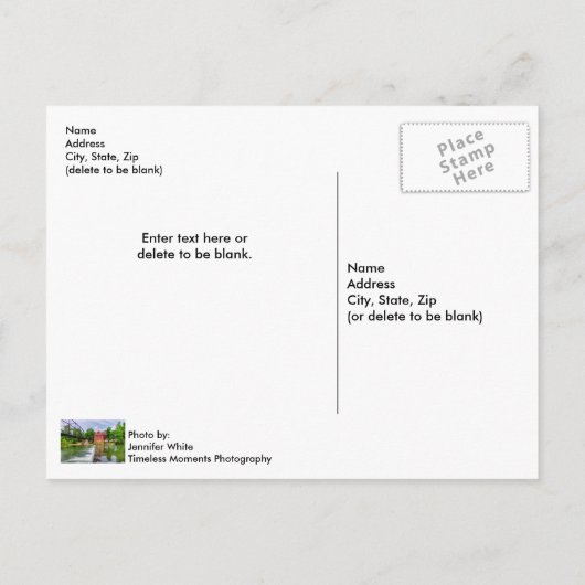 Across War Eagle Creek Waterfall Postkarte (Rückseite)