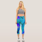 Acryl Abstrakt kreativ Blau, Lila und grün Capri Leggings (Vorderseite)