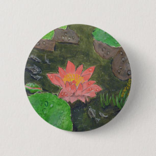 Acryl auf Leinwand, rosa Seerosenblüte Button