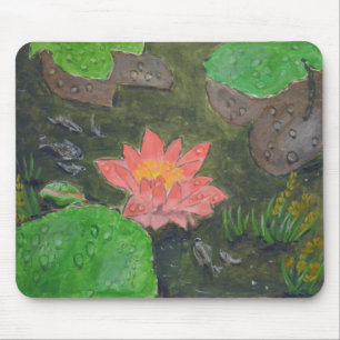 Acryl auf Leinwand, rosa Seerosenblüte Mousepad