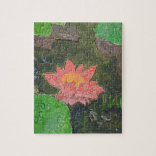 Acryl auf Leinwand, rosa Seerosenblüte Puzzle