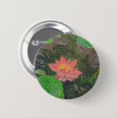 Acryl auf Leinwand, rosa Wasserlilie Blume Button (Vorne & Hinten)