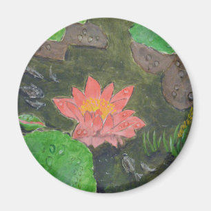 Acryl auf Leinwand, rosa Wasserlilie Blume Magnet
