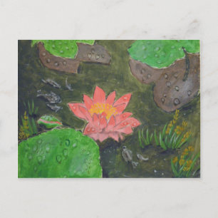 Acryl auf Leinwand, rosa Wasserlilie Blume Postkarte