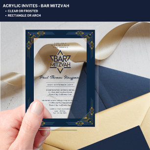 Acryl BAR MITZVAH Navy Gold Moderne Geometrie Acryleinladungen