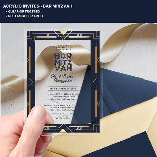 Acryl BAR MITZVAH Navy Gold Moderne klare Eleganz Acryleinladungen