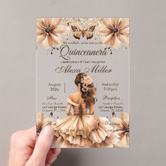 Acryl-Boho-Blumen-Quinceañera-Einladung Acryleinladungen
