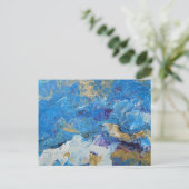 Acryl für abstrakte Blues und Gold 1 Postkarte (Stehend Vorderseite)