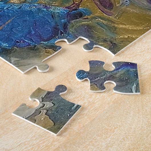 Acryl für abstrakte Blues und Gold 1 Puzzle (Seite)