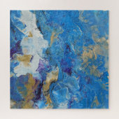 Acryl für abstrakte Blues und Gold 1 Puzzle (Horizontal)