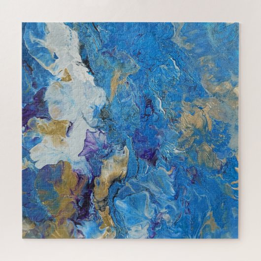 Acryl für abstrakte Blues und Gold 1 Puzzle (Horizontal)