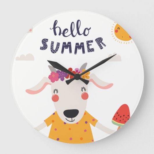 Acryl-Hello-Summer-Uhr Große Wanduhr (Vorderseite)