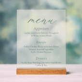 Acryl-Hochzeitsmenü-Schild mit Holzbasis Acrylschild (Neutral)