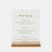 Acryl-Hochzeitsmenü-Schild mit Holzbasis Acrylschild (Vorderseite)