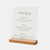 Acryl-Hochzeitsmenü-Schild mit Holzbasis Acrylschild (Winkel)
