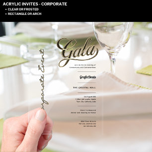 Acryl Klar Gala Business Charity Corporate Gold Acryleinladungen