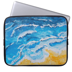 Acryl-Meer- und Strandmalerei auf Zeichenständer w Laptopschutzhülle