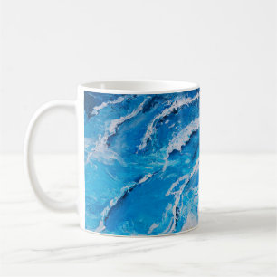 Acryl-Meer-und-Strandmalerei auf Zeichenständer wi Kaffeetasse