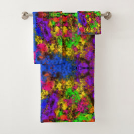 Acryl Neonfarben Farbklecks Spritzer Abstract Badhandtuch Set