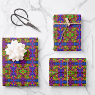 Acryl-Neonfarben Farbklecks Spritzer Abstract Geschenkpapier Set