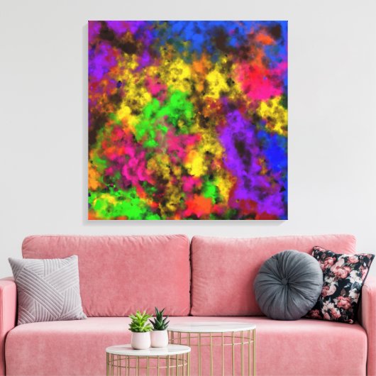 Acryl-Neonfarben Farbklecks Spritzer Abstract Leinwanddruck (Insitu (Wohnzimmer))