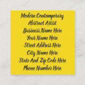 Acryl Neonfarben Farbklecks Spritzer Abstract Quadratische Visitenkarte (Rückseite)