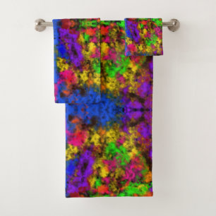 Acryl-Neonfarben-Farbspritzer-Splash-Abstrakt Badhandtuch Set