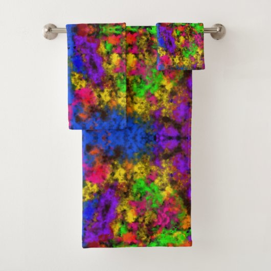 Acryl-Neonfarben-Farbspritzer-Splash-Abstrakt Badhandtuch Set (Insitu)