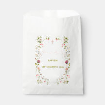 Acryl-Rosa-Blumen-Taufgeschenktasche mit Kreuz