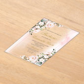 Acryl rosa floral Taufe Acryleinladungen (Ablage )