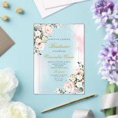 Acryl rosa floral Taufe Acryleinladungen (In Situ (Hochzeit))