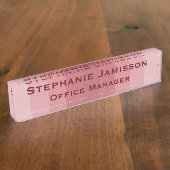 Acryl rosa Streifen Name und Titel Namensplakette (Seite)