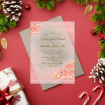 Acryl-Rosa- und Perlen-Hochzeitseinladung