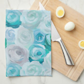 Acryl Rosen in Blau Türkis Farben  Geschirrtuch (Viertel Falte)