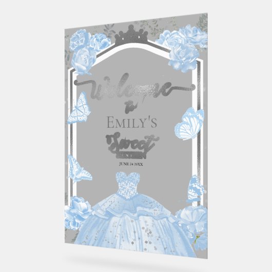 Acryl Sweet 16 Begrüßungszeichen | Dusty Blue Dres Acrylschild (Winkel)