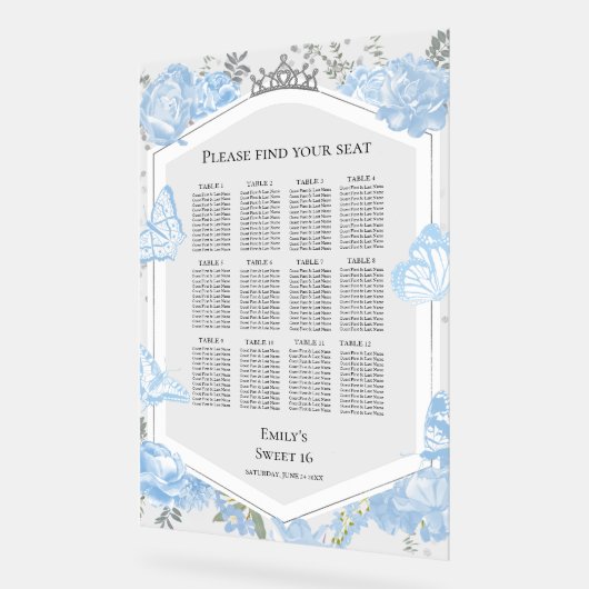 Acryl Sweet 16 Seating Chart Sign | Blaukleid Acrylschild (Winkel)
