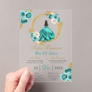 Acryl Türkis Quinceañera Einladung