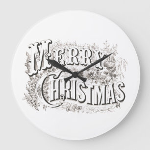 ACRYL-Wanduhr mit vintage "Frohe Weihnachten" Große Wanduhr