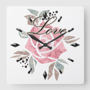 Acryl-Wanduhr Romantisches Mosaik texturiert rosa Quadratische Wanduhr