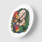 Acryl Wanduhren | Chloe Baby hugs the Rooster (Winkel)