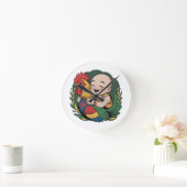 Acryl Wanduhren | Chloe Baby hugs the Rooster (Zuhause)