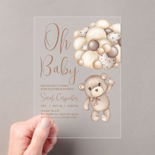 Acrylbär mit Ballons Babydusche Acryleinladungen