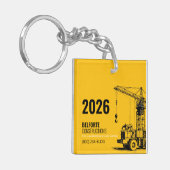Acrylbaukalender | Gelb und Kran Schlüsselanhänger (Vorderseite links)