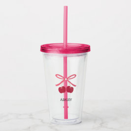Acrylbecher | Süße Kirschschleife Cute Acryltrinkbecher